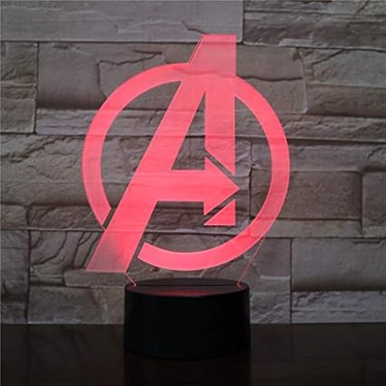 avengers logo 7 color 3d night light lampara de mesilla de noche para escritorio lampara de alimentacion para ninos