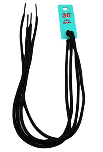 Tube Lace Black Colored Woven 5 Pr. Eyelets Shoelaces (2pc, 36")