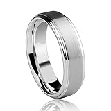 PINONLY 6mm Tungsten Carbide Wedding Band Engagement Ring for Men Women-Matte Finish Center-Rounded Smooth Interior Comfort Fit