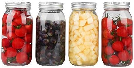 JingleBells 24oz/680ml Glass Mason Jar Drinking Bottle Juice Jar with Metal Lid ,set of 4