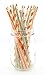 Food With Fashion Thanksgiving Dinner Straws - 25 Pack Cute Disposable Orange & Brown Paper Straws for Fall/Harvest Party