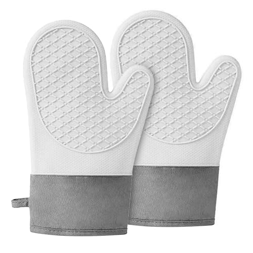 Silicone Oven Mitts，Heat Resistant up to 500°F, Oven Gloves with Soft Lining,