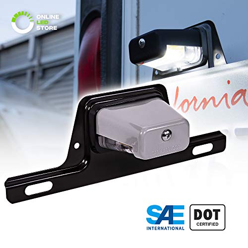 LED License Plate Trailer Light [Bracket Mount] [DOT FMVSS 108] [SAE L] [Gray-Finish] [Waterproof] [12V DC] License Tag Lights for UTV ATV Trailer Truck RV Boat