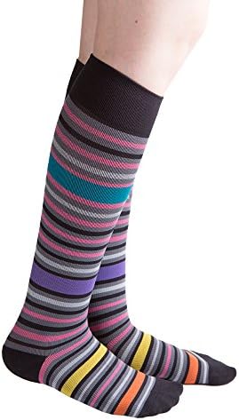 VenaCouture Womens 15-20 mmHg Compression Socks, Bold Bayadere Stripe Pattern