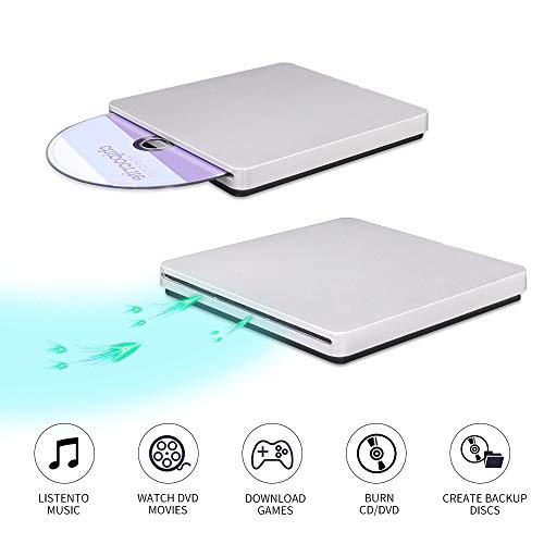 image for MthsTec External CD DVD Drive, Super Slim USB 3.0 Slot-in DVD Burner/W