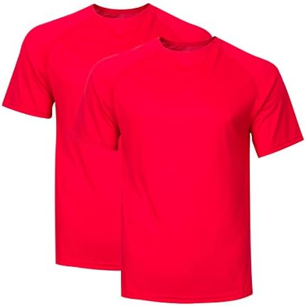 Active Mens Performance Wicking Workout T Shirts 2 Pack Red Large