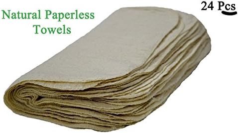 100 % Premium Cotton Re-Usable Paperless Towels - Natural. Pack of 24 (12x12) inches Easy wash and Quick dry. Durable and hygienic by - Unique Cotton Home