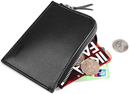 INJOYLIFE Purse Wallet for Coin and Card Leather Zipper Credit Card Holder Case RFID Blocking (Black)