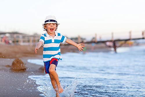 Unisex Kids Straw Trilby Fedora Cap Felt Fedora Hat Short Summer Sun Hat, White