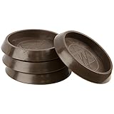 Furniture Caster Cups with Smooth Vinyl Bottom for Carpet or Durable Hard Floor Surfaces- Protect your Floors from Damage, 1-11/16" Round Furniture Protectors, Brown (4 Pieces)