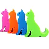 Plinrise Universal Super Cute Phone Holder, Mini Cat Shaped Plastic Cellphone Stand, Animal Phone Mount For All Cellphone 4 Pcs- Purple/Orange/Blue/Green