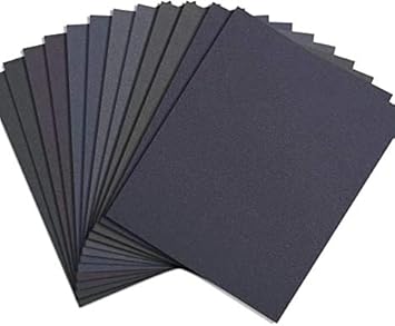 SUNRISE Sand Paper Wet or Dry (Black) - Set of 16 Sheets | 150; 220; 320; 400; 600; 1000; 1500; 2000 Grit |