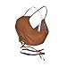 Blooming Jelly Women's High Neck Self-tie Crop Top, Brown, Large
