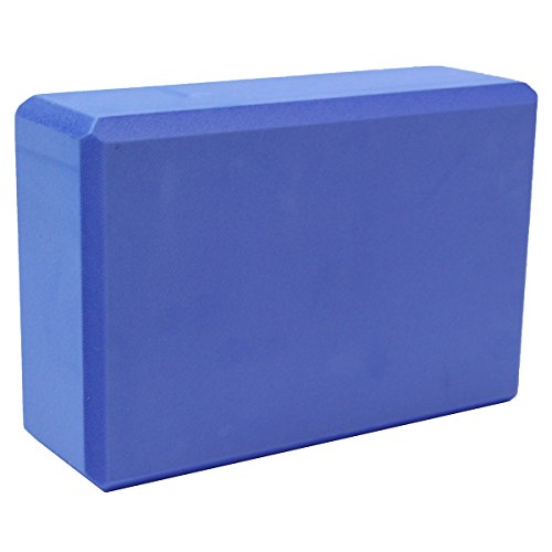 Sol Living Yoga Block - Compact Durable High Density EVA Foam Block for Balance and Stability, Exercise, Fitness, Pilates and Yoga Accessory - 3" x 6" x 9" Blue Color
