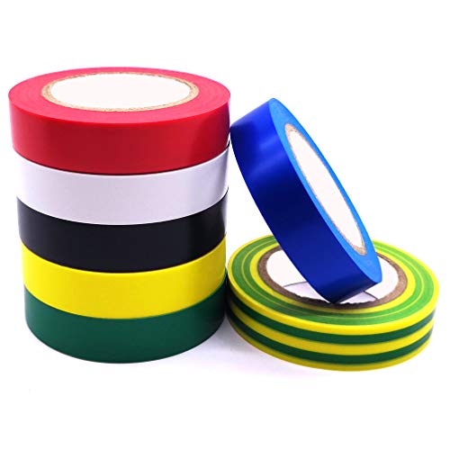 Electrical Tape 7 Pack 7 Color, Maveek PVC Strong Adhesive Insulation Tapes, Heat Resistant, Flame Retardant, Waterproof, 0.6inch x 49ft(15mm x 15m)