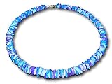 Native Treasure - Puka Chips Shell Necklace Tie-Dyed Blue, Violet and White Choker (14)