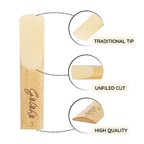 GOLOHO Alto Saxophone Reeds for Alto Sax Strength 3.0, Unfiled, Box of 10