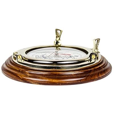 Nagina International 10" Premium Wooden Based Nautical Brass Ship's Porthole Time's Quartz Clock | Pirate Home Decorative Wall Hanging 41vJykk6DfL