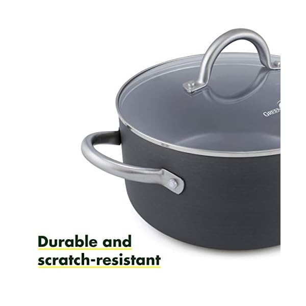 GreenPan Lima Hard Anodized Healthy Ceramic Nonstick 5QT Stock Pot with