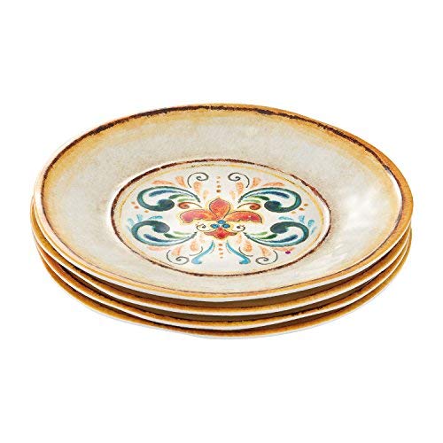 Supreme Housewares 481 Gourmet Art 4-Piece Tuscany Melamine 9-inch Salad Plate, S/4, Yellow