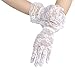 Deceny CB Short Lace Gloves for Women Wrist Length Floral Gloves for Wedding (White)