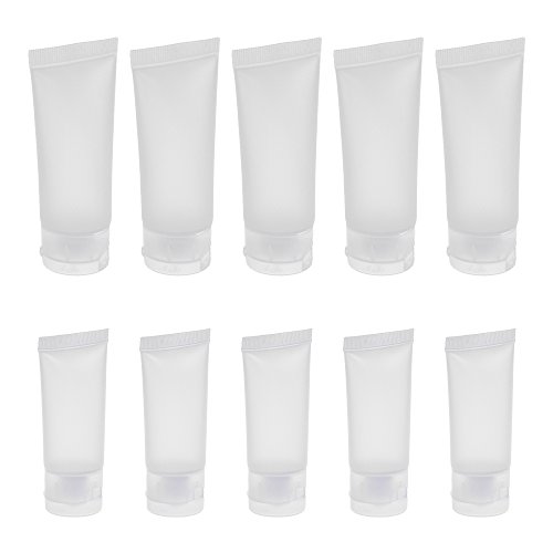 BCP 10PCS Transparent Plastic Empty Refillable Plastic Sample Soft Tubes Bottle Container for Cosmetics Shampoo Cleanser Shower Gel Body Lotion, (20ml +30ml)