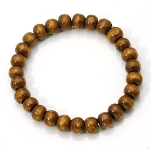 Eigso 4 Pcs 8mm Wood Beads for Mala Prayer Meditation Wrist Bracelet Elastic 7-7.5"