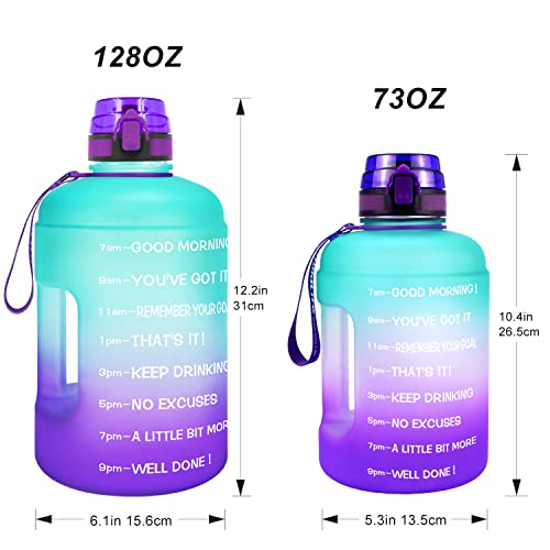 BuildLife Gallon Water Bottles with Times to Drink 128 OZ BPA Free