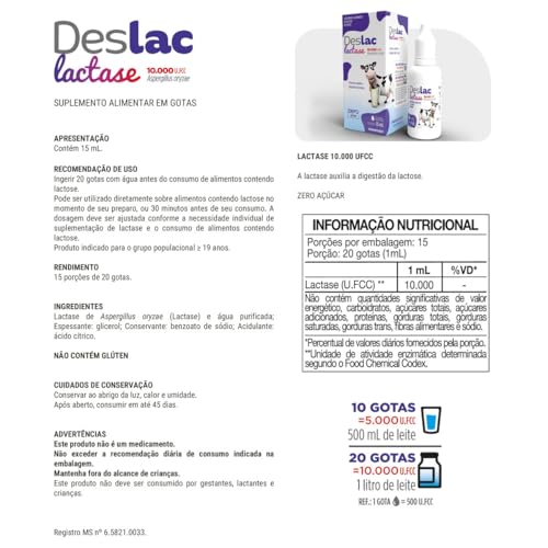 Maxinutri, Kit 02 Deslac Enzima Lactase Gotas 15ml Lactose Maxinutri