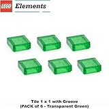Parts - Tiles Lego 1 x 1 with Groove (PACK of 6 - Transparent Green)