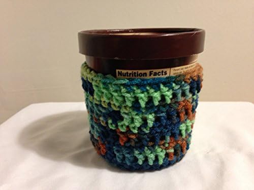Ice Cream Pint Cozy (SET of 2) spoon included green blue brown free shipping handmade crochet