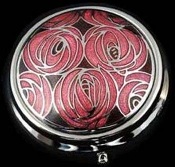 Pill Box in a Mackintosh Roses Design. (Lavender)