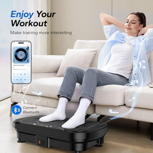 MERACH Vibration Plate Exercise Machine, Vibration Plate Lymphatic Drainage, Vibrating Plate Exercise Machine with Bluetooth and LED Display, Workout Equipment for Women Men Home