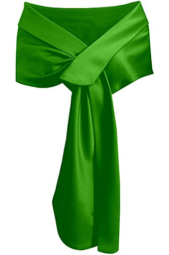 Meet Edge Women's Satin Shawl Wrap For Evening/Wedding Party Green