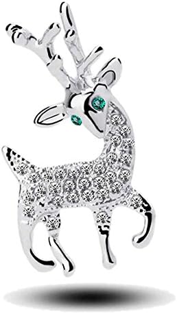 Party Jewelry Gold Plated Reindeer Brooches and Pins Sweater Scarf Buckles for Women Girls Chrismas Gifts Color White