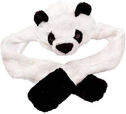 Boy Girl Toddler Plush Animal Warm Hats Beanie with Paws Long Mittens - Panda