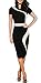 REPHYLLIS Women Elegant Wear to Work Cocktail Evening Party Summer Pencil Dress (Medium, Black+Beige)