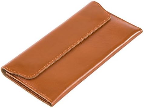 DrawingIQ Men's Genuine Leather Wallet Long Slim Removable Card Holder Wallet Orange
