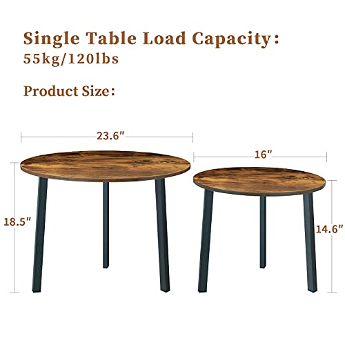 Nesting Tables, Round Nesting Coffee Table Set of 2 for Living Room