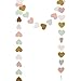 Ling's moment 9 Feet Paper Heart Garland, Heart-Shaped Hanging Party Garland for Wedding, Baby Shower, Birthday Party, Christmas Decorations(Gold Glitter,Pink,White,Mint)