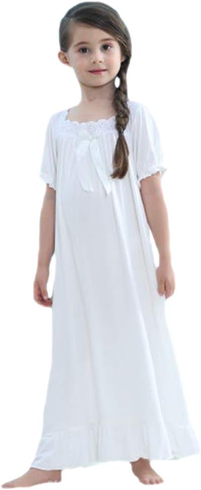 Girls Cotton Short Sleeve Nightshirts Pajamas Nightgown