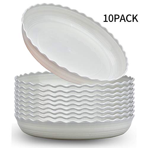 Wave Plant Saucer 10 Packs 8 Inch Plastic Flower Pot Tray Durable Heavy Duty Plant Trays for Indoor and Out Door Plant