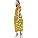 Indian Virasat Women's Printed Long Front Slit Kurta Medium Mustard Tunic Kurti
