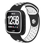 Joyozy Premium Silicone Bands Compatible with New Fitbit Versa Lite and Fitbit Versa Smartwatch with Protective Case Two-Color Perforation Breathable Sport Replacement Strap Bands for Women Men