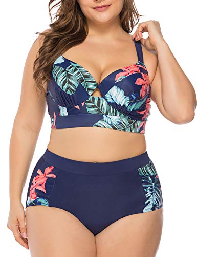 Floral Print Plus Size High Waisted Bikini Set with Kuwait Ubuy