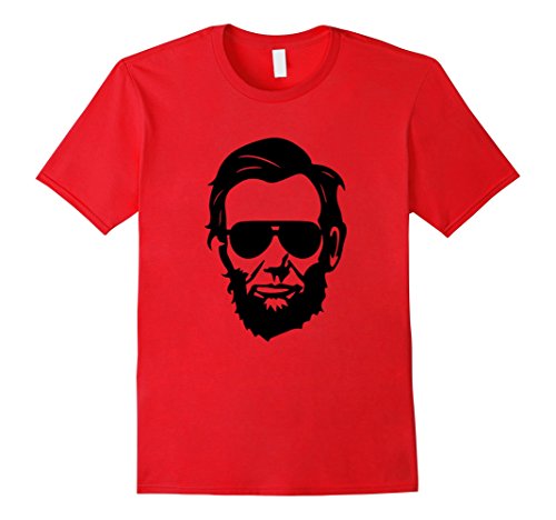 Men's Funny Abraham Lincoln Sunglasses T-Shirt: Cool Hipster USA Large Red