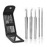 Blackhead Remover Kit Tool ULG Comedone Extractor Tool Set 5Pcs Professional Stainless Steel Tweezers Kit Pimple Removal Treatment for Whitehead Blemish Acne