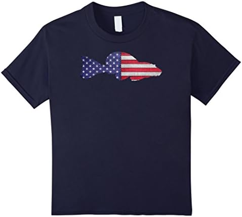 unisex-child Patriotic BRISTLENOSE PLECO American Flag Embroidery T-Shirt 6 Navy