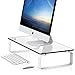 FITUEYES Tempered Glass Computer Monitor Riser Printer Machine Stand TV Shelf Riser/Stand 4.7'' High 23.6'' Save Space Desktop Stand for Xbox One/Component/Flat Screen TV-White DT106004GW