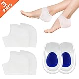 3 Pairs Heel Cups, Professional Reusable Plantar Fasciitis Inserts Pads, Gel Heel Cushion, Silicone Heel Protectors, Great for Plantar Fasciitis, Achilles Tendinitis & Heel Sore, for Women & Men